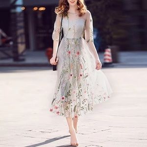 Bohemian Flower Embroidered Dress